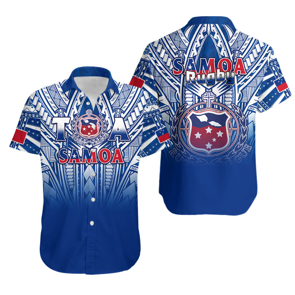 Samoa Rugby Samoa Hawaiian Shirt Toa Samoa Polynesian Pacific Navy Version LT14 Blue - Polynesian Pride