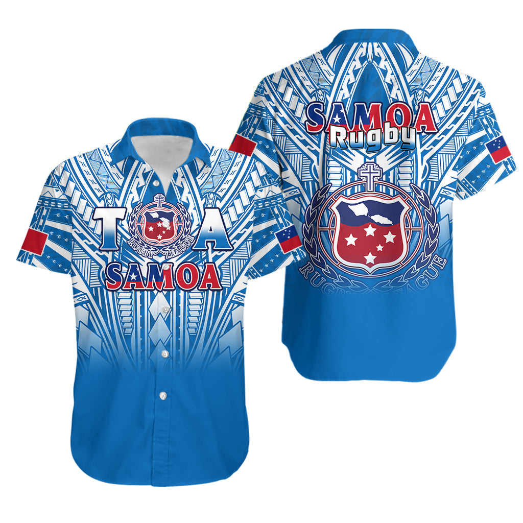 Samoa Rugby Samoa Hawaiian Shirt Toa Samoa Polynesian Pacific Blue Version LT14 Blue - Polynesian Pride