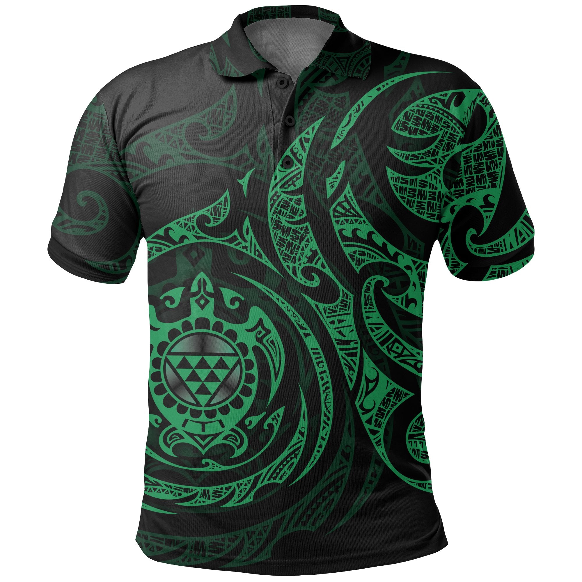 Polynesian All Over Polo Shirt Polynesian Green Turtle Tribal Tattoo Unisex Blue - Polynesian Pride