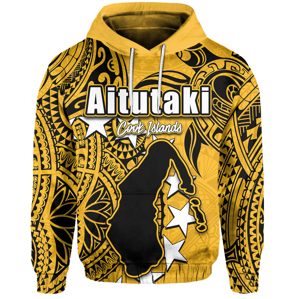 Custom Cook Islands Hoodie Aitutaki LT6 Yellow - Polynesian Pride