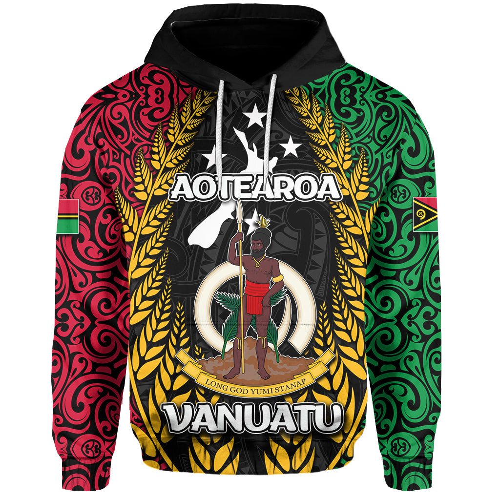 Vanuatu All Over Hoodie Mix Maori Aotearoa LT6 Unisex Red - Polynesian Pride