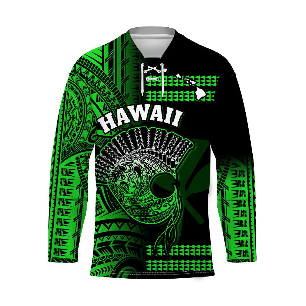 custom-personalised-hawaii-hockey-jersey-kakau-warrior-helmet-gradient-green-polynesian