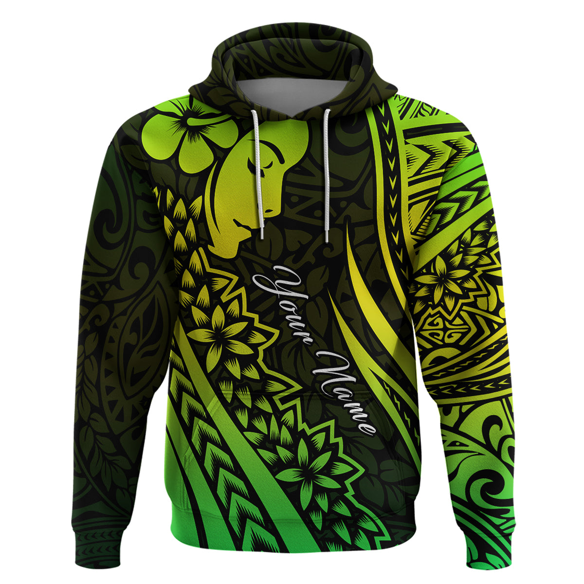 Custom Polynesian Valentine Couple Hoodie I LOVE YOU Hibiscus Style Green LT13 No Men - Polynesian Pride