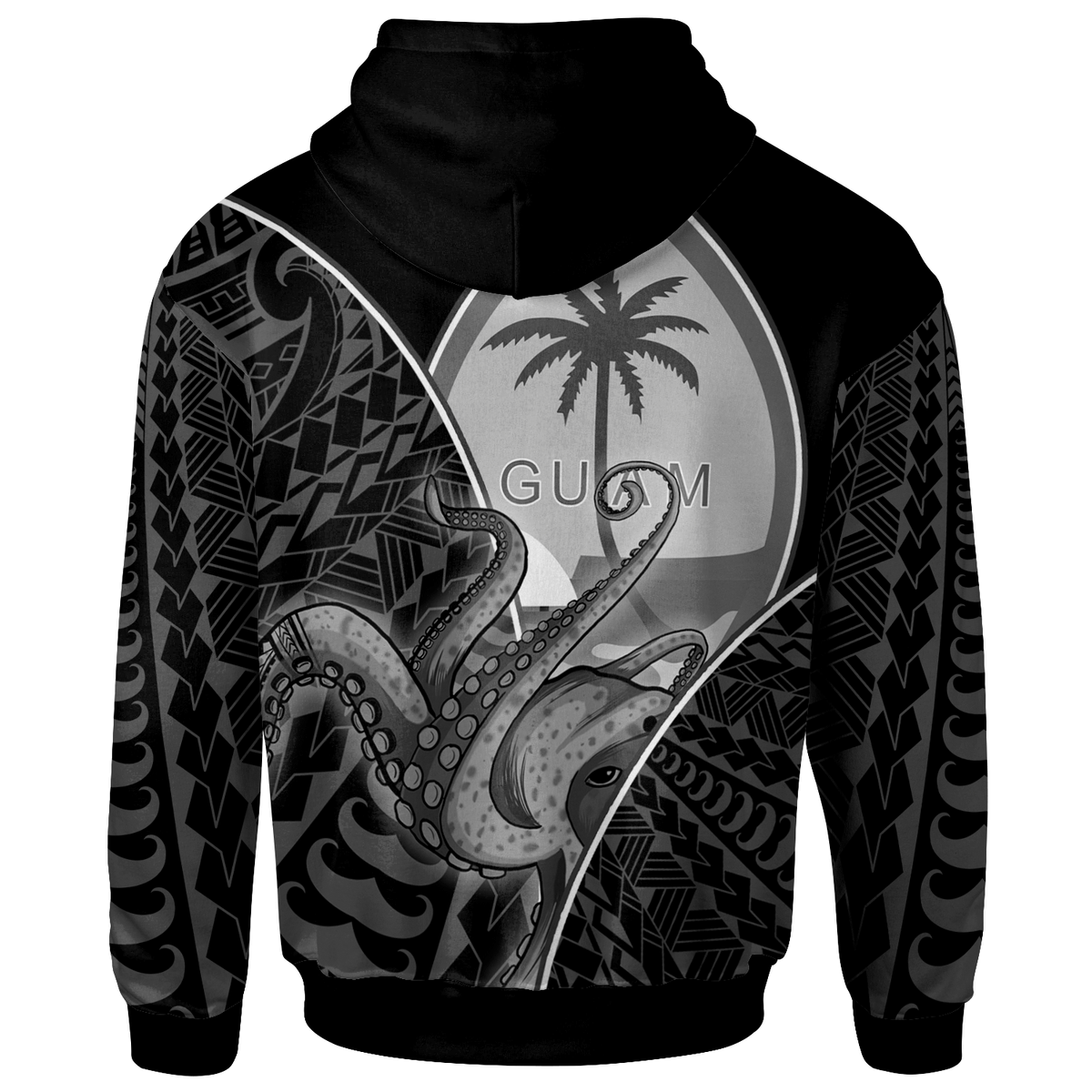 Guam Zip Hoodie Octopus Style White Color - Polynesian Pride
