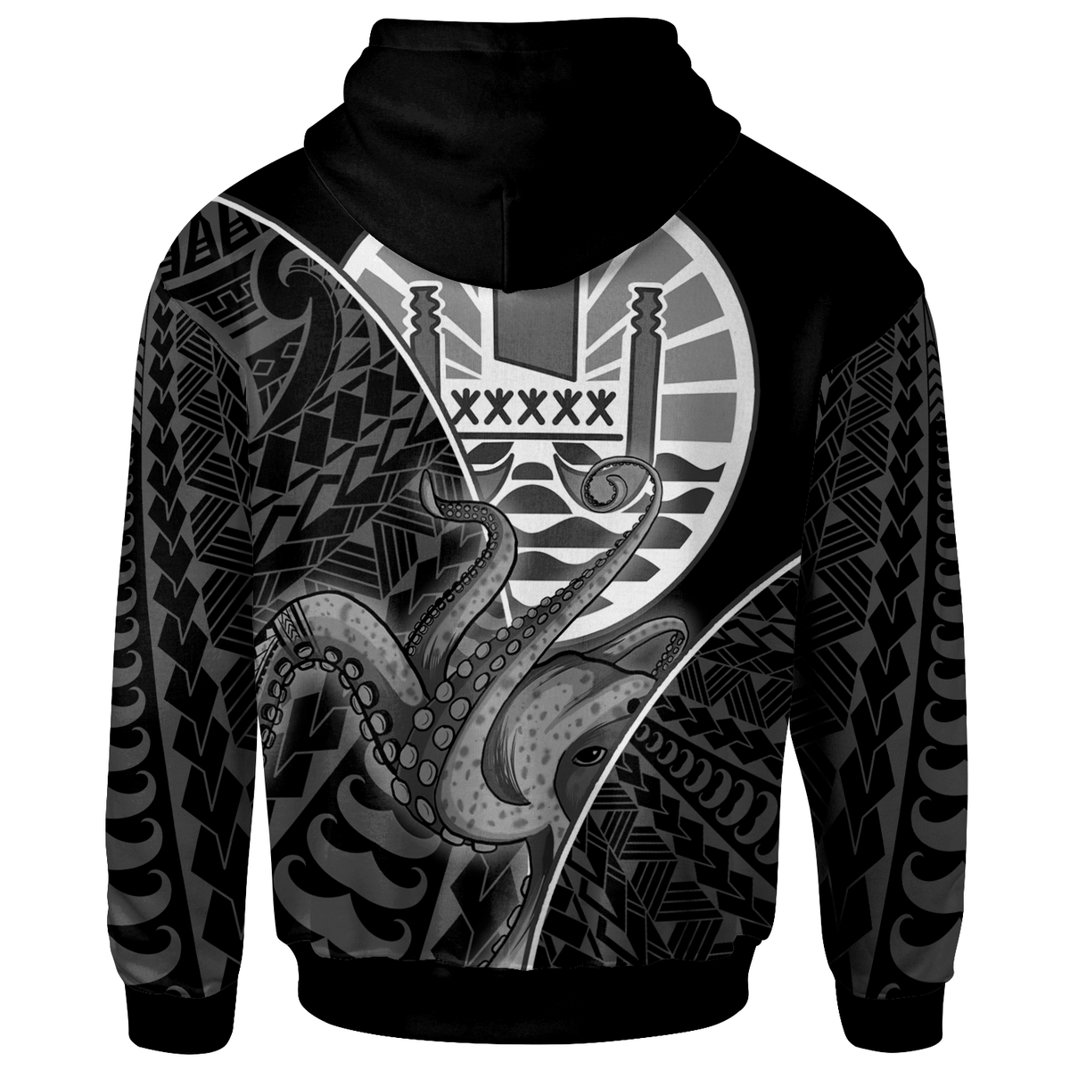 French Polynesia Hoodie Octopus Style White Color - Polynesian Pride