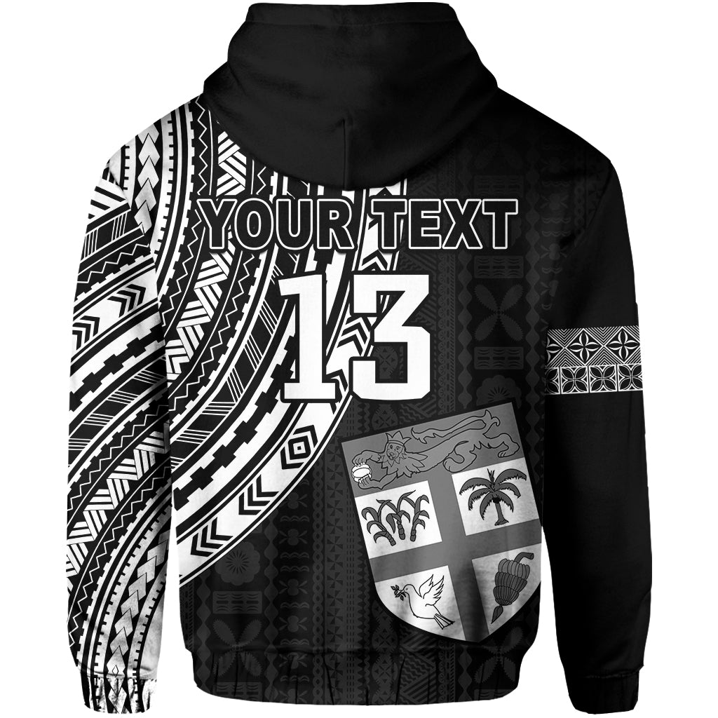 Custom Fiji Rugby Sevens Hoodie Fijian 7s Tapa Polynesian Custom Text and Number LT13 - Polynesian Pride