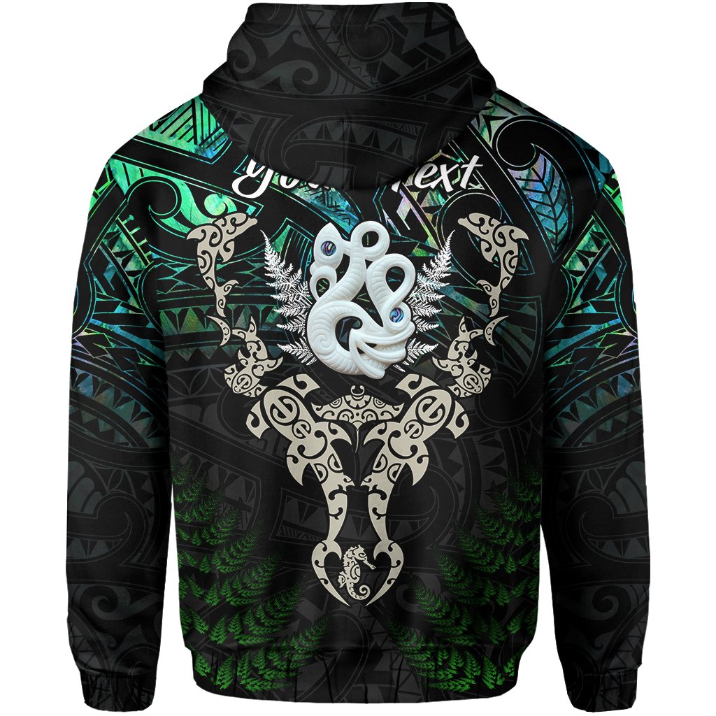 Custom Aotearoa Paua Shell Hoodie Maori Manaia and Fish LT13 - Polynesian Pride