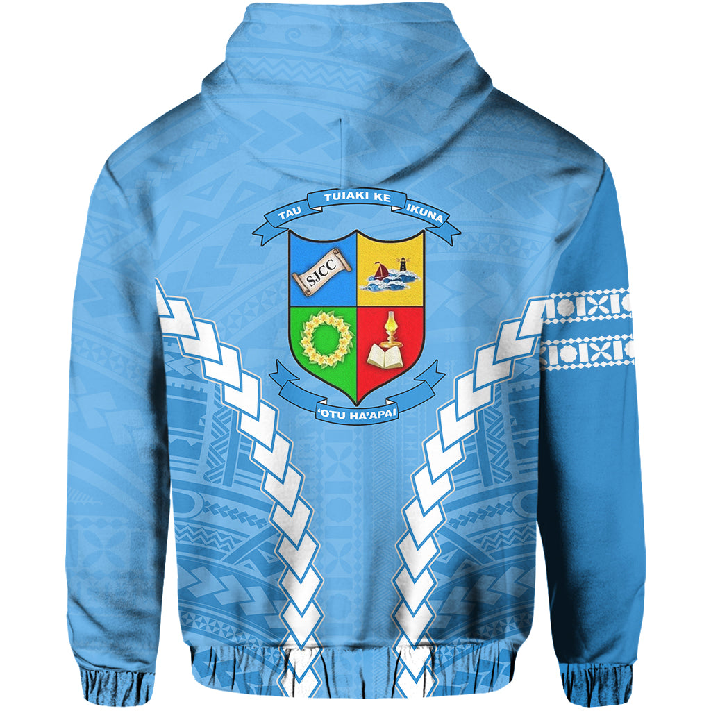 Custom (OTU HAAPAI) Blue Zip Hoodie Mix Polynesian LT13 - Polynesian Pride