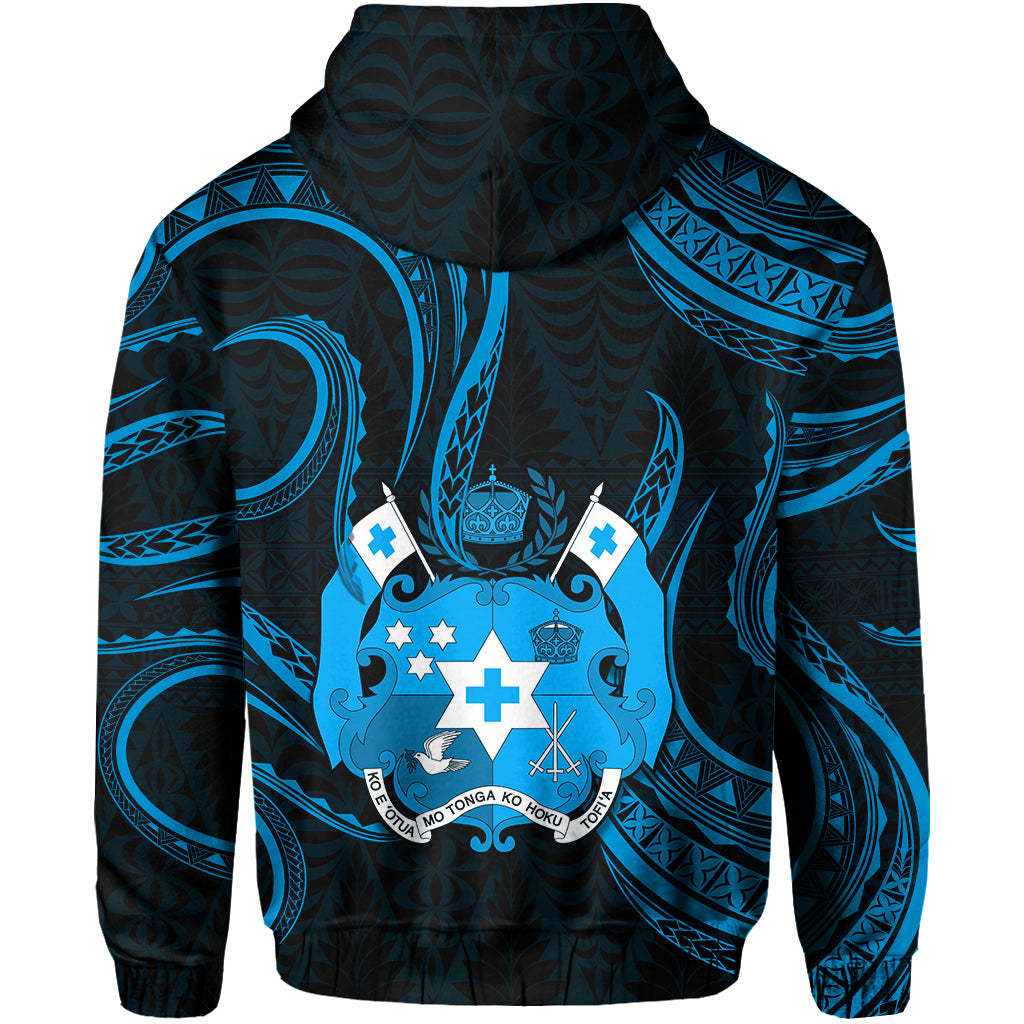 Tonga Pattern Hoodie Always Proud Version Blue LT13 - Polynesian Pride