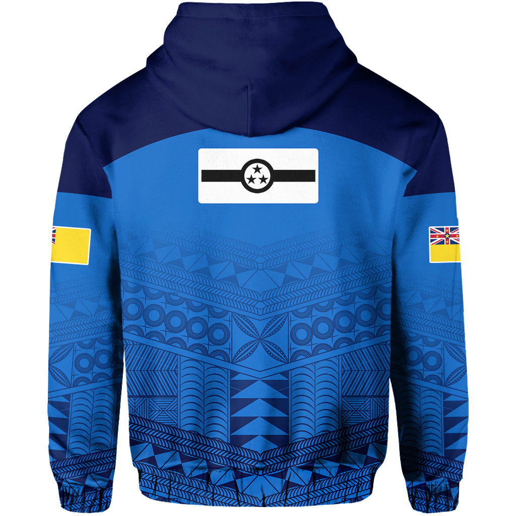 (JACKSON) Niue Hoodie Rock of Polynesia Blue Version Flag LT13 - Polynesian Pride