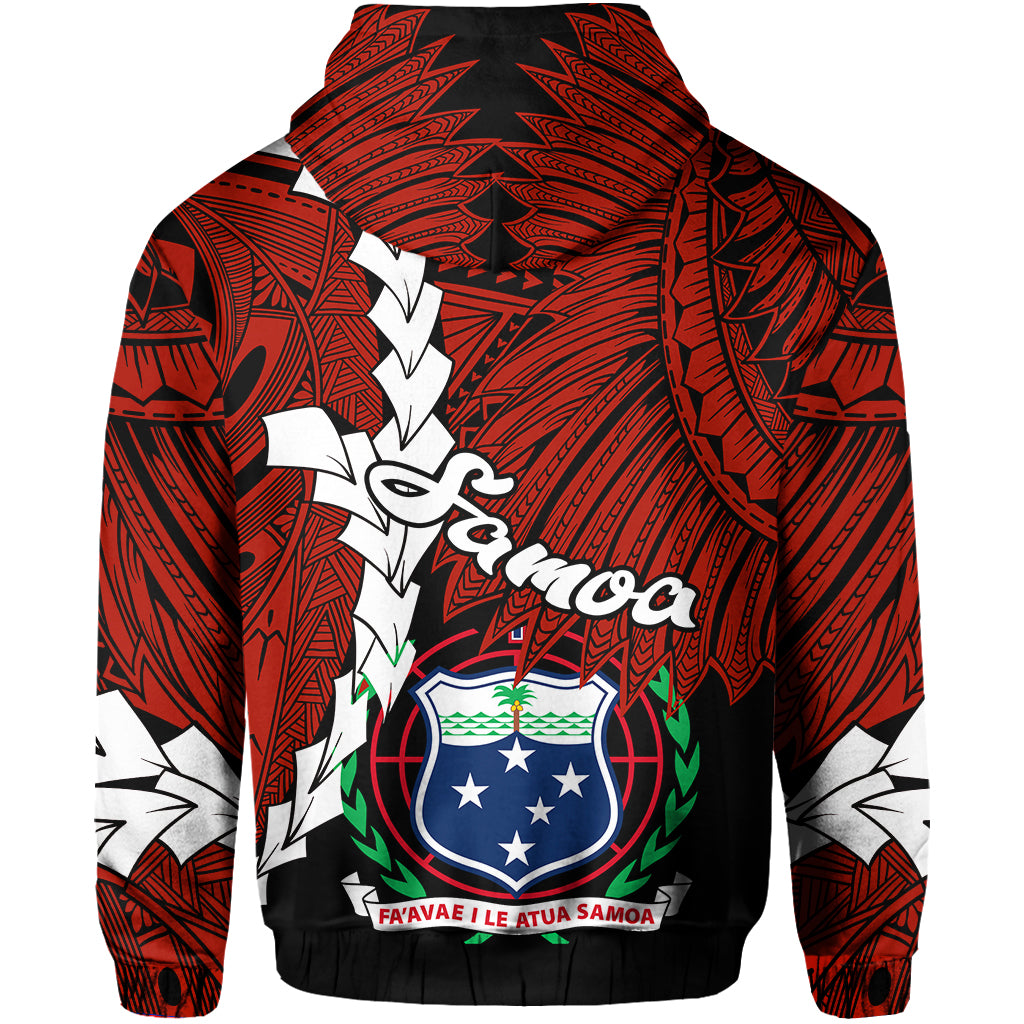 (TEX upU MAIAVA SAUILUMA) Samoa Polynesian Hoodie Tribal Wave Tattoo Red Color LT13 - Polynesian Pride