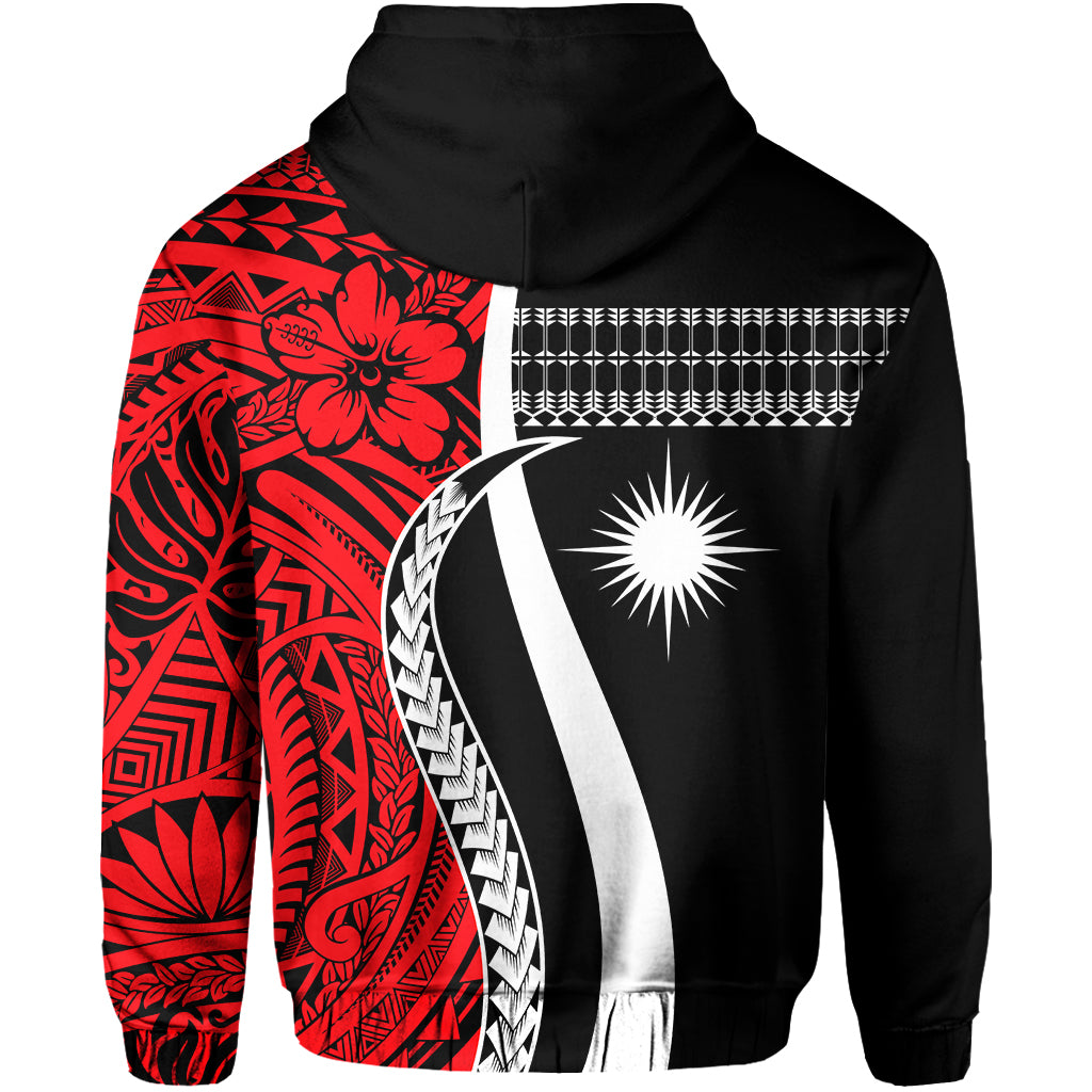Marshall Islands Hoodie Simple Pattern Version Red LT13 - Polynesian Pride