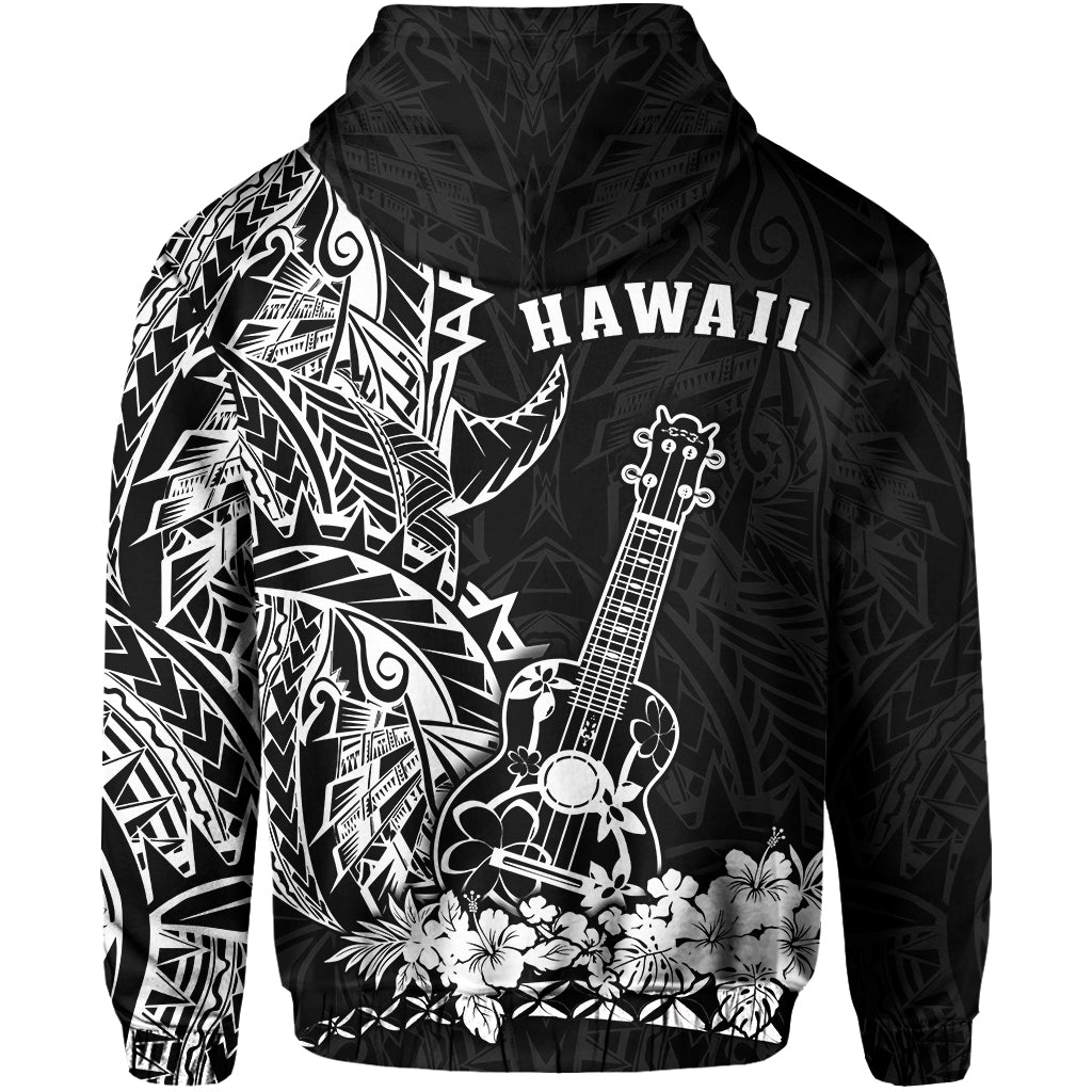 Hawaii Polynesian Zip Hoodie White Ukulele LT13 - Polynesian Pride