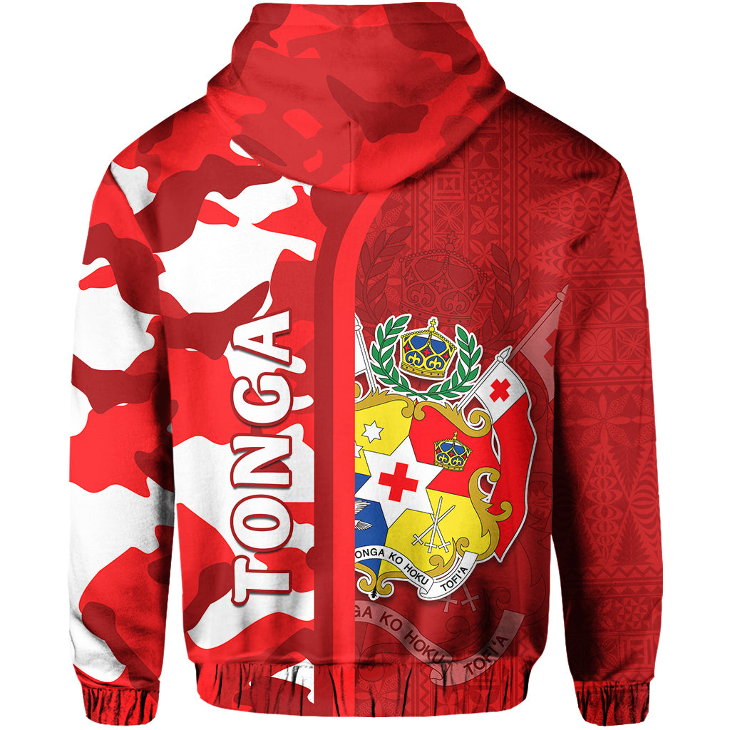 Custom Tonga Unique Zip Hoodie Camouflage with Tongan Pattern LT13 - Polynesian Pride