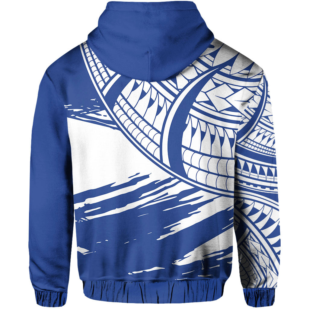 Custom Cook Islands Zip Hoodie Flag Style Blue With Claw Pattern LT13 - Polynesian Pride