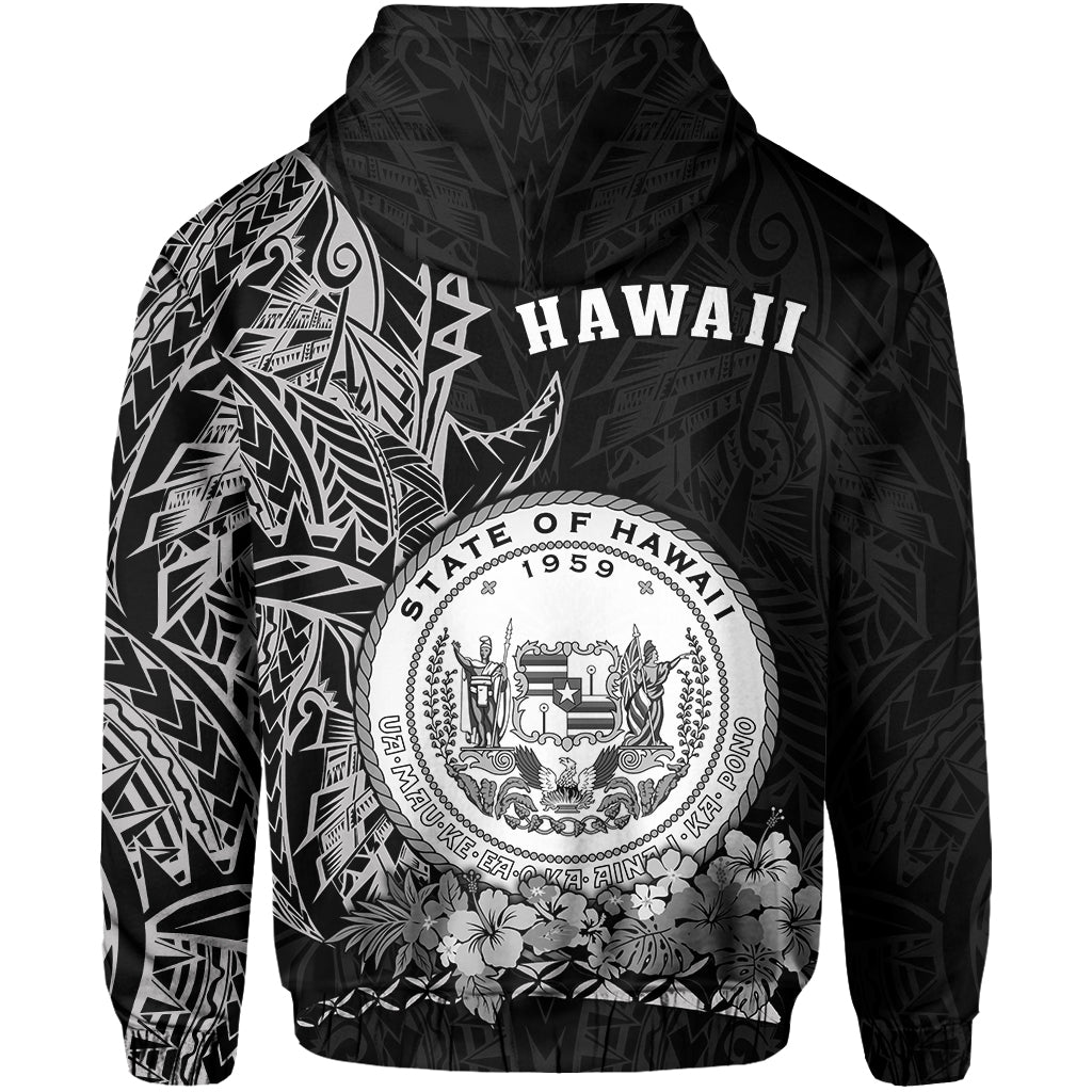 Hawaiian Polynesian Zip Hoodie White Seal of Hawaii LT13 - Polynesian Pride