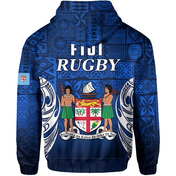Fiji Rugby Sevens Hoodie Fijian 7s Tapa Polynesian Blue Ver.02 LT13 main image 0