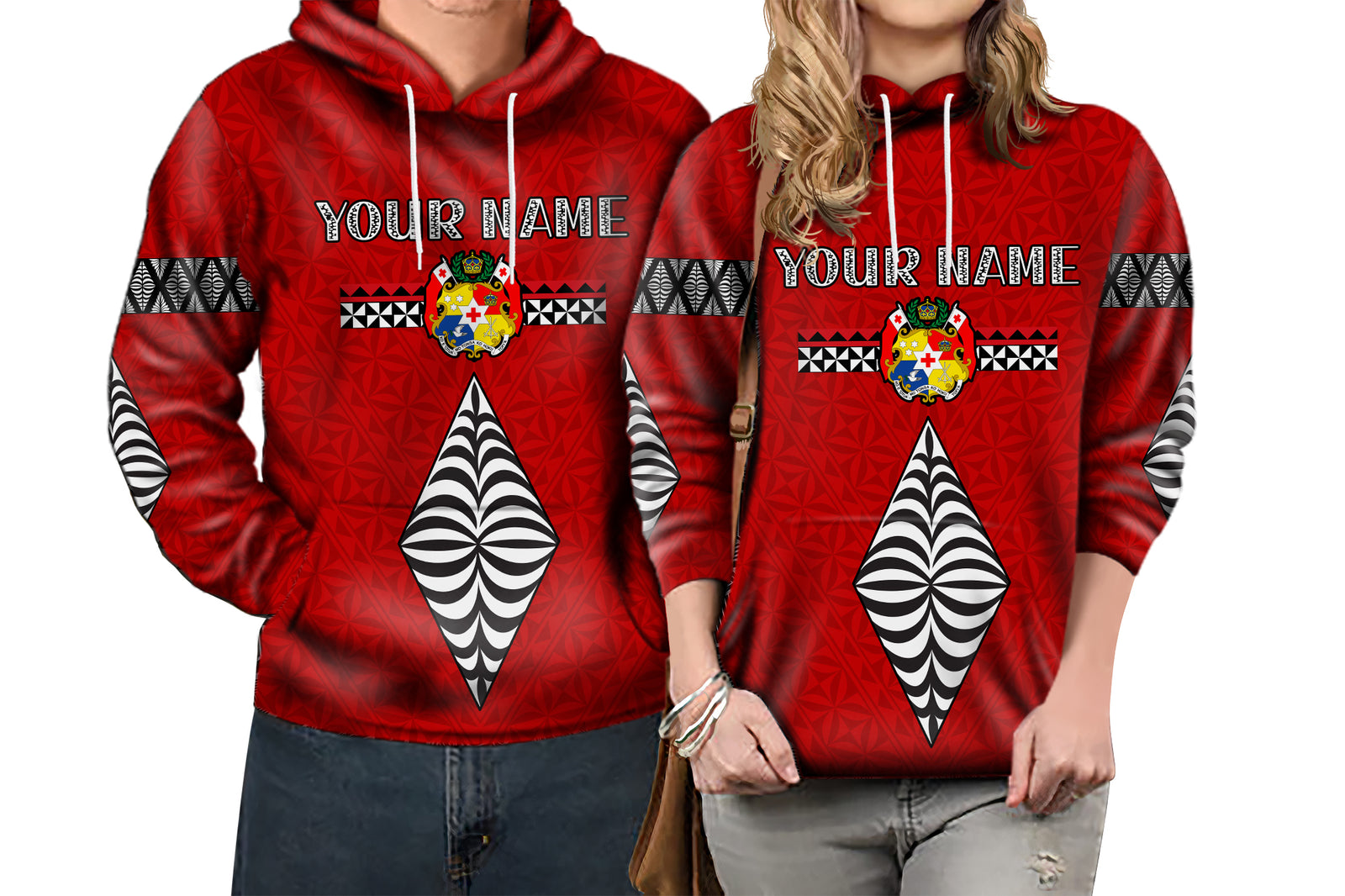 Custom Tonga Polynesian Couple Hoodie Ngatu Valentine Tongan KING and QUEEN LT13 6XL - Polynesian Pride