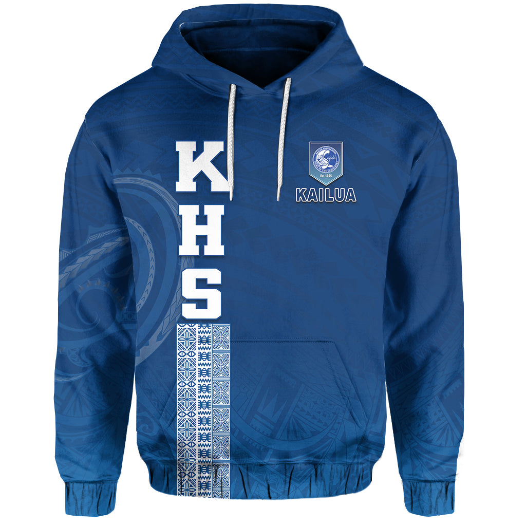 Kailua High School Hoodie KHS Hawaii Pattern LT13 Unisex Blue - Polynesian Pride
