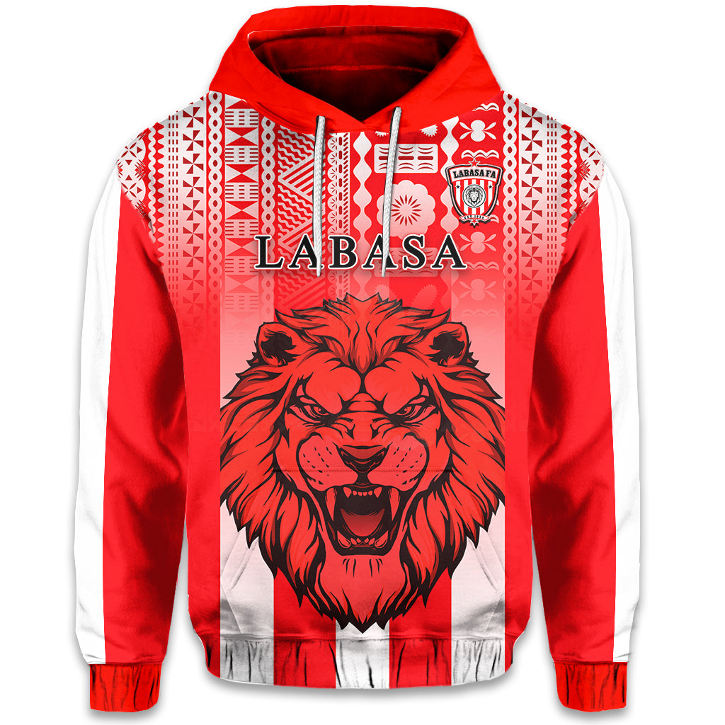Custom Football LABASA FA Hoodie Red Lion Fiji Custom Text and Number LT13 - Polynesian Pride