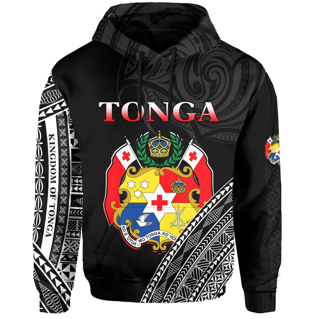 Tonga Hoodie Tongan Pattern Blithesome Version Black LT13 Unisex Black - Polynesian Pride