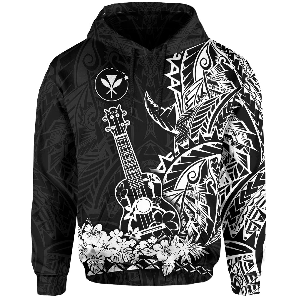 Hawaii Polynesian Hoodie White Ukulele LT13 Unisex White - Polynesian Pride