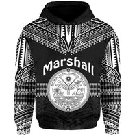 (Custom Text and Number) Marshall Islands Hoodie Best Tattoo Version Black LT13 - Polynesian Pride