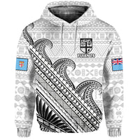 Fiji Sevens Rugby Hoodie Fijian 7s Tapa Polynesian Art LT14 White - Polynesian Pride