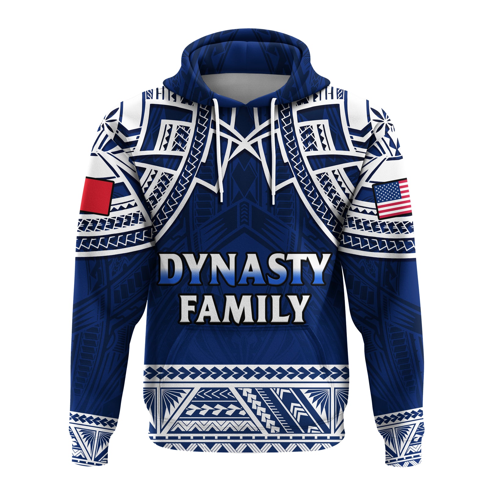 Custom Dynasty Family Hoodie Polynesian Pattern LT14 Pullover Hoodie Blue - Polynesian Pride