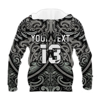 (Custom Text and Number) New Zealand Silver Fern Rugby Hoodie All Black NZ Maori Pattern LT13 - Polynesian Pride