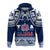 (Custom Text and Number) Samoa Rugby Hoodie Toa Samoa Pacific Sporty LT14 Pullover Hoodie Blue - Polynesian Pride