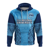 Fiji University Hoodie National Fijian Tapa Pattern Blue LT14 Pullover Hoodie Blue - Polynesian Pride