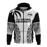 Fiji University Hoodie National Fijian Tapa Pattern White LT14 Zip Hoodie White - Polynesian Pride