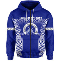 Taufaahau Pilolevu Zip Hoodie Ngatu Tongan LT13 Unisex Blue - Polynesian Pride
