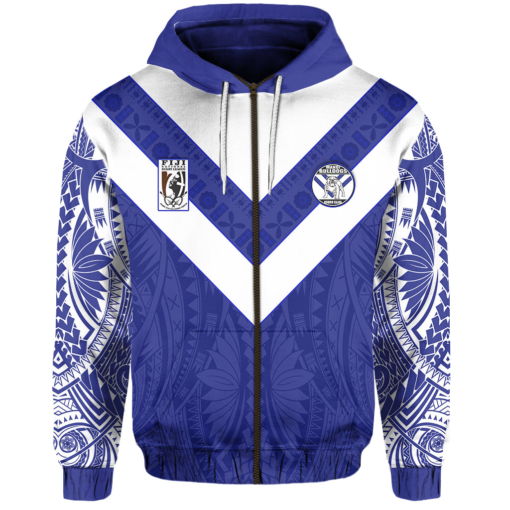 Custom Makoi Bulldogs Zip Hoodie Forever Fiji Rugby Custom Text and Number LT13 - Polynesian Pride