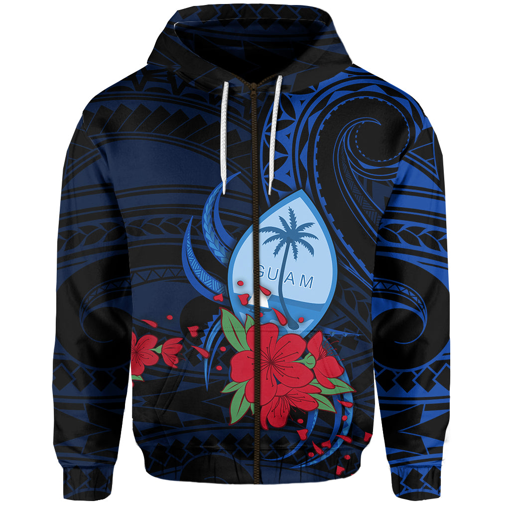 Custom Guam Zip Hoodie Polynesian Flowers LT13 - Polynesian Pride