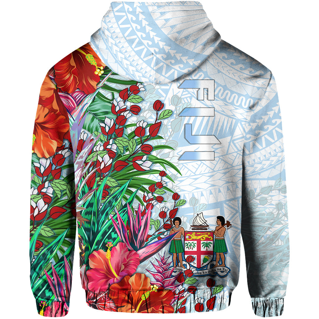 Custom Fiji Hoodie Proud Fijian Tapa mix Tagimoucia Flowers LT13 - Polynesian Pride