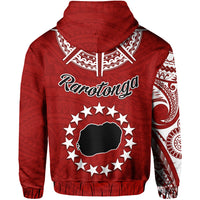 Rarotonga Cook Islands Hoodie Turtle and Map Style Red LT13 - Polynesian Pride
