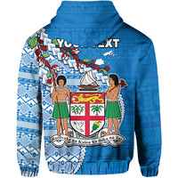 Custom Fiji Hoodie Fijian Drua Mix Tagimaucia Flower Blue Style LT14 - Polynesian Pride