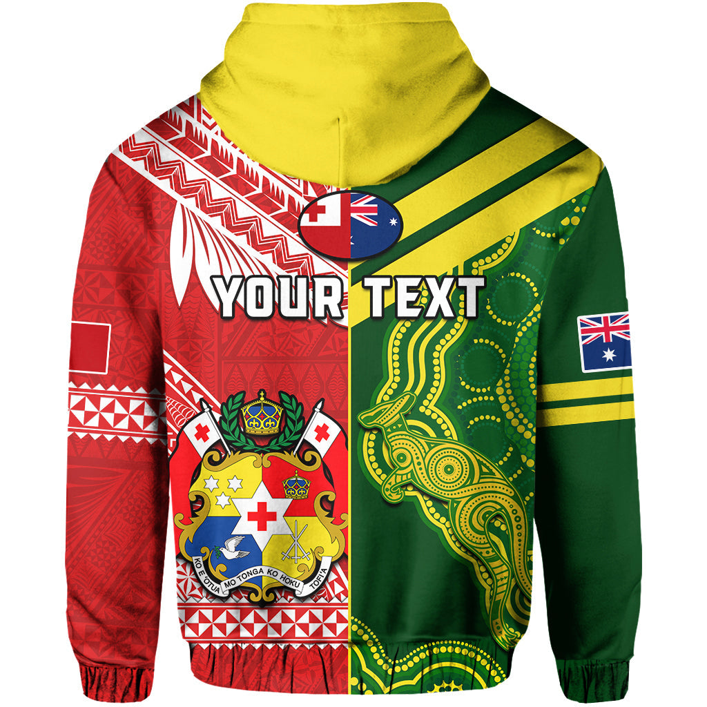 Custom Tonga and Australia Rugby Hoodie Mate Maa Tonga Mix Kangaroos LT14 - Polynesian Pride