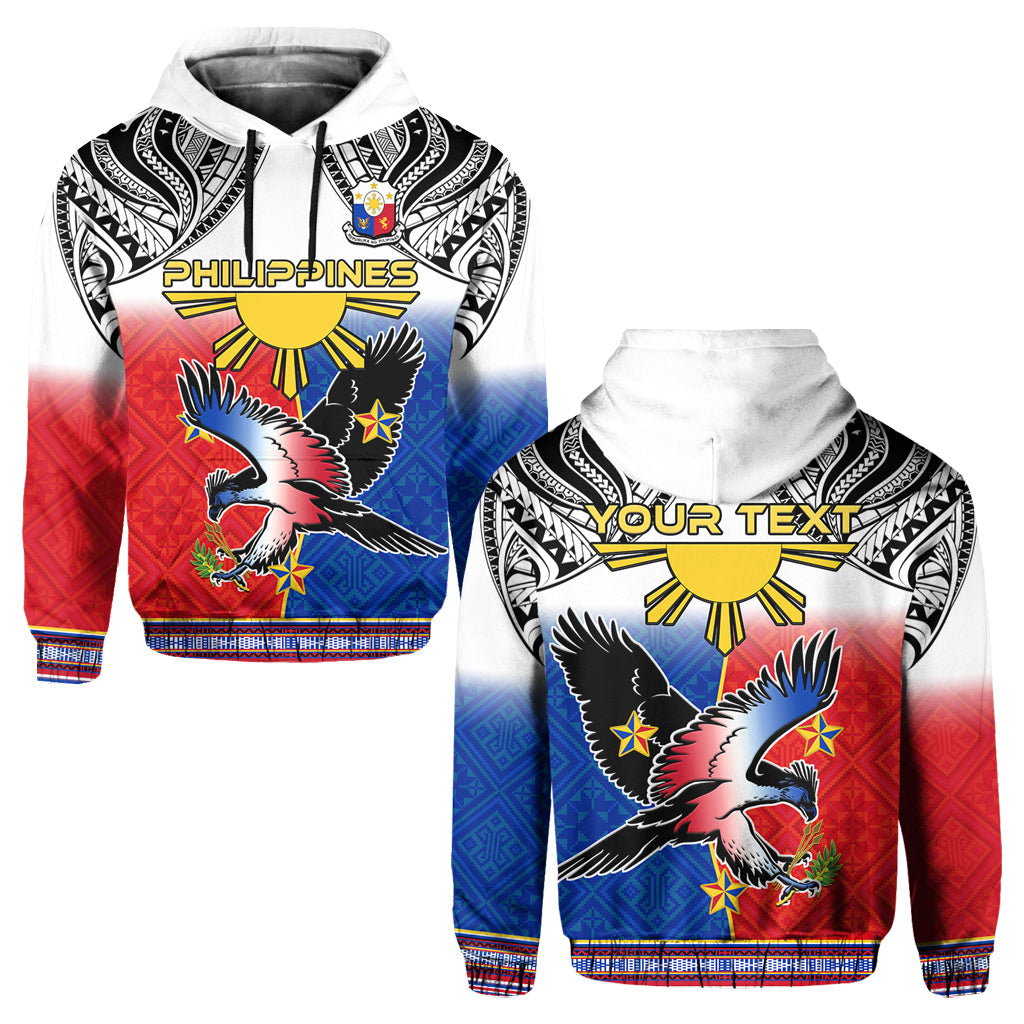 Custom Philippines Hoodie Polynesian Filipino Pattern With Eagle LT14 Pullover Hoodie White - Polynesian Pride