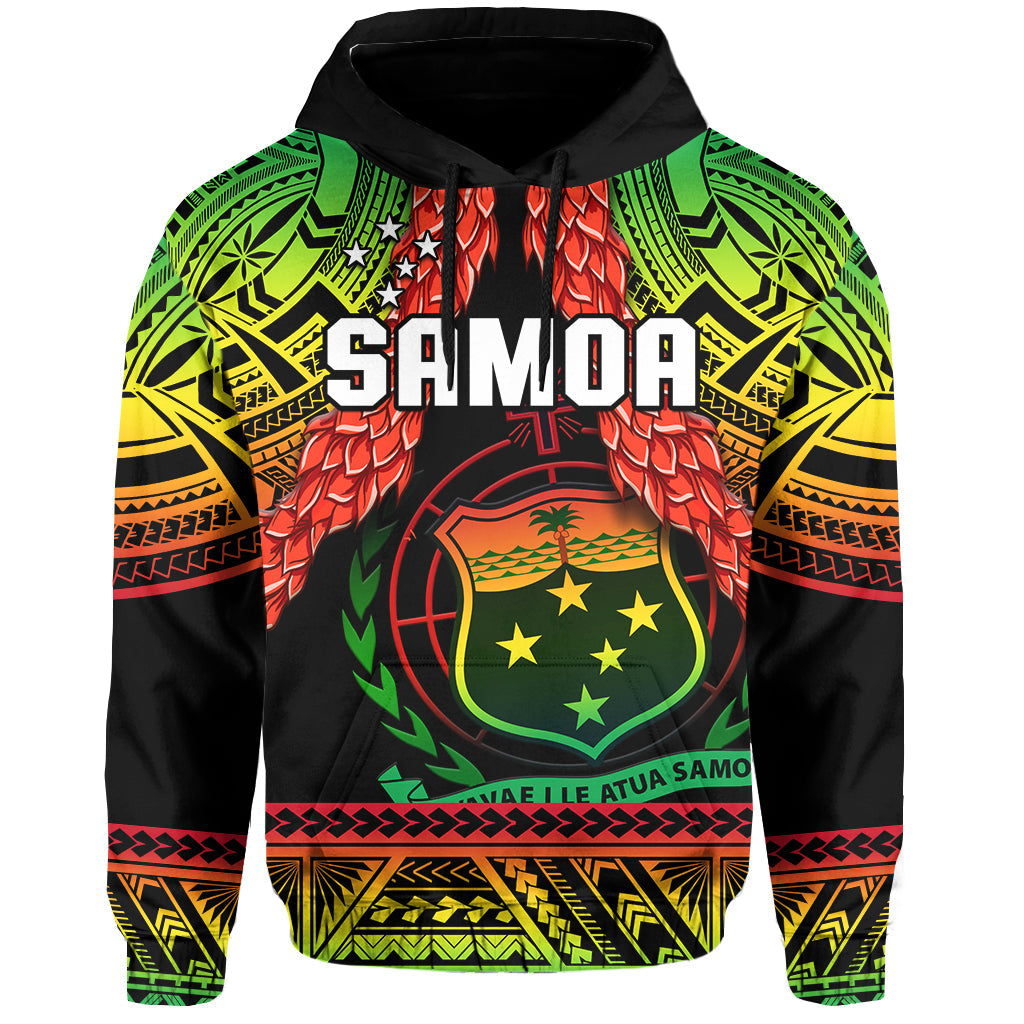 Samoa Rugby Hoodie Teuila Torch Ginger Gradient Style LT14 Hoodie Black - Polynesian Pride