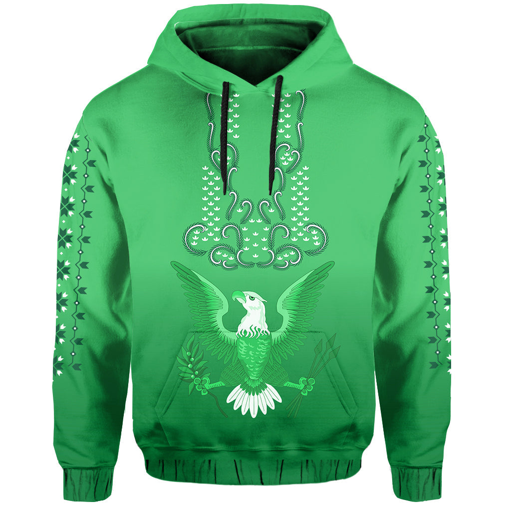 Philippines Hoodie Sun Filipino Green Barong LT13 Pullover Hoodie Green - Polynesian Pride