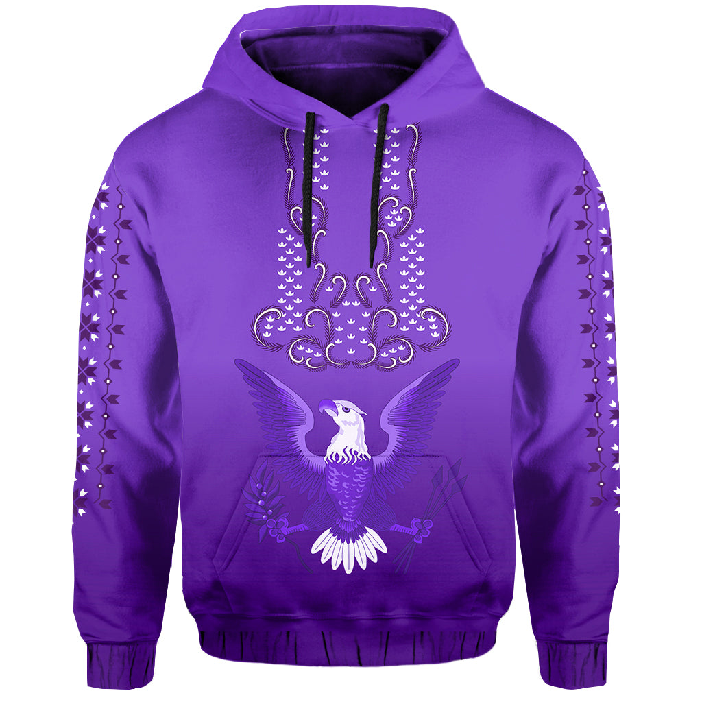 Custom Philippines Hoodie Sun Filipino Purple Barong LT13 Pullover Hoodie Purple - Polynesian Pride