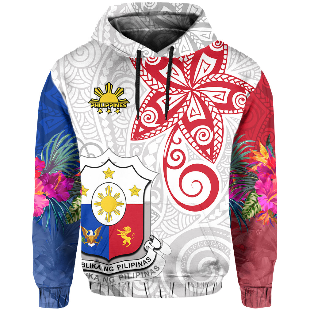 Custom Philippines Hoodie Sun Filipino Polynesian mix Flowers Special Vibe LT13 Pullover Hoodie Art - Polynesian Pride