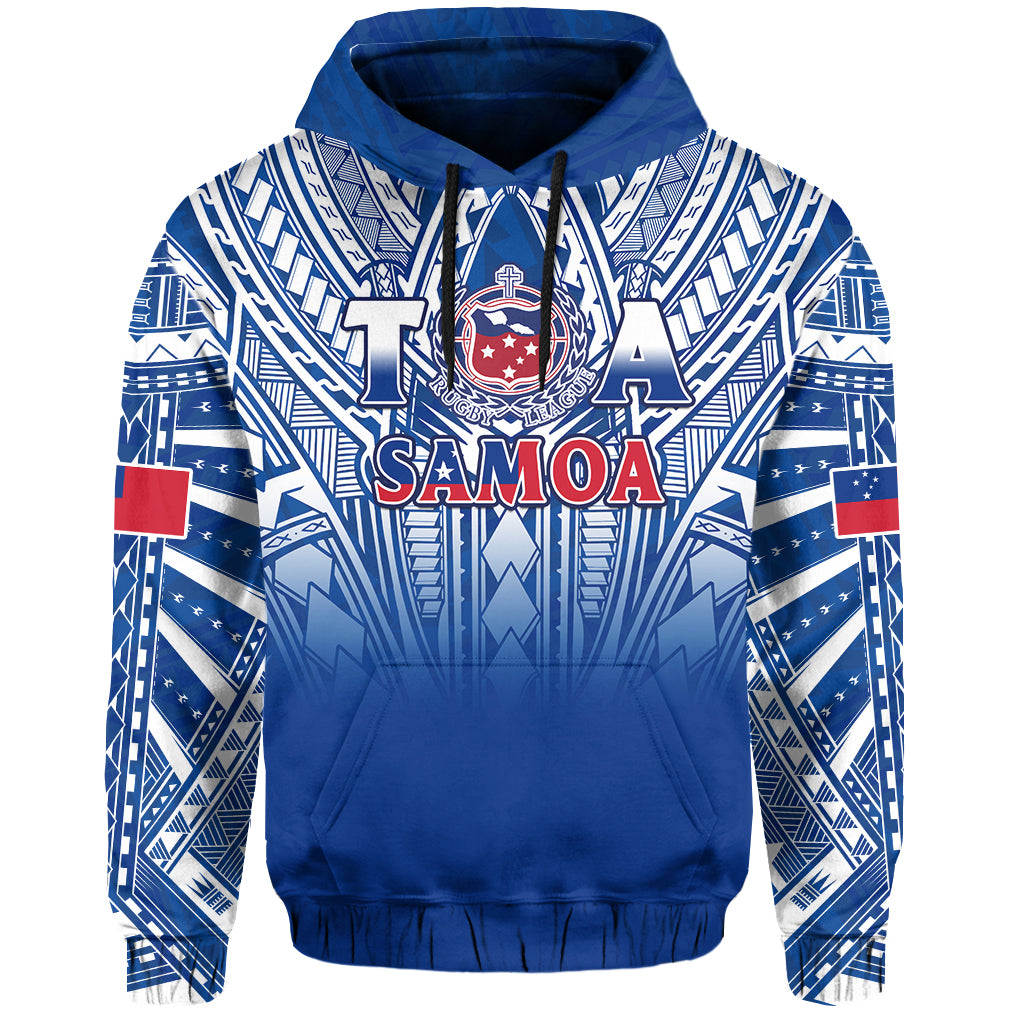 (Custom Text and Number) Samoa Rugby Hoodie Personalise Toa Samoa Polynesian Pacific Navy Version LT14 Pullover Hoodie Blue - Polynesian Pride