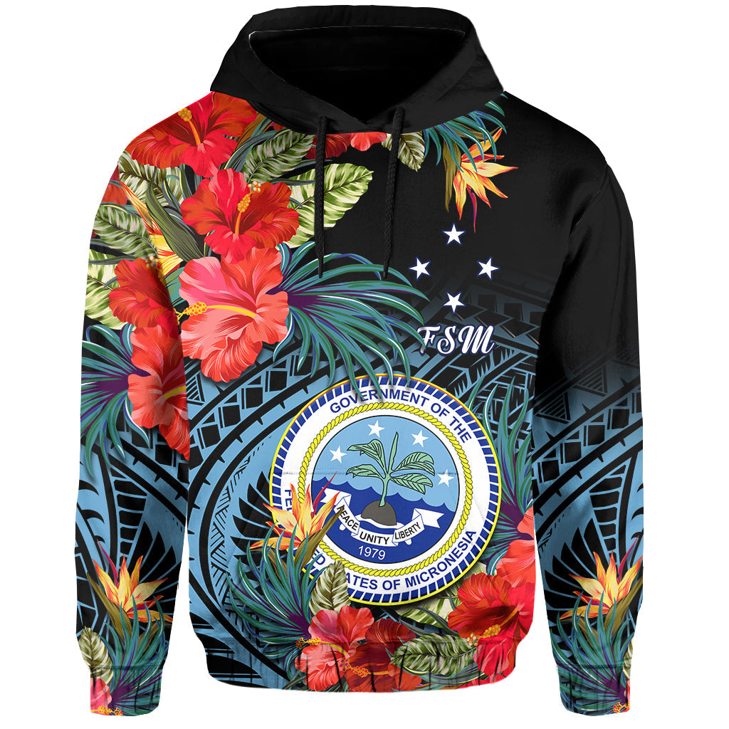 Custom Federated States of Micronesia Hoodie Hibiscus Flowers FSM Seal Polynesian LT14 - Polynesian Pride