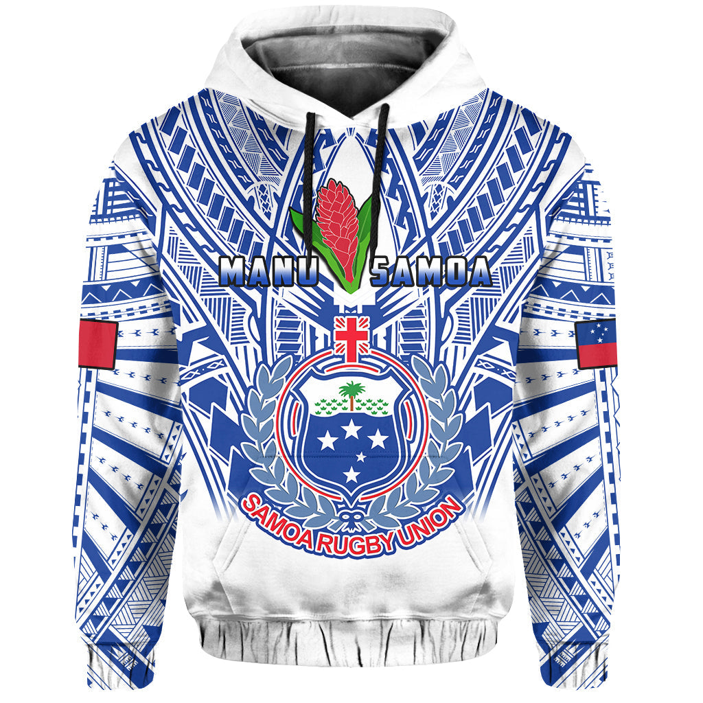 (Custom Text and Number) Samoa Rugby Hoodie Manu Samoa 7s Ginger White Polynesian LT14 - Polynesian Pride