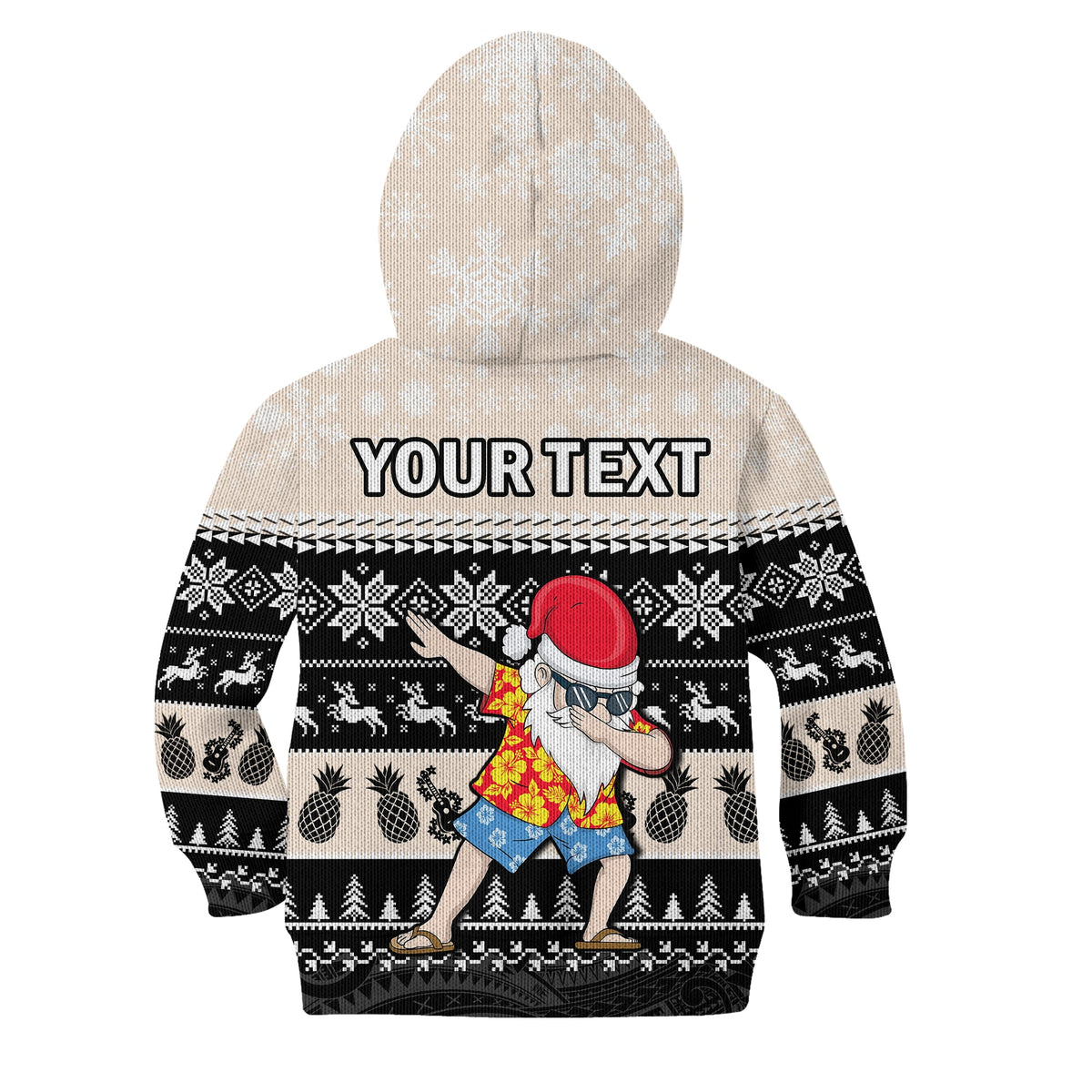 (Custom Personalised) Hawaii Mele Kalikimaka Hoodie KID Dabbing Santa Black Merry Christmas LT14 - Polynesian Pride