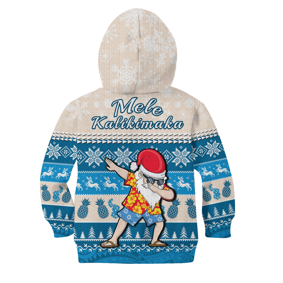 Hawaii Mele Kalikimaka Hoodie KID Dabbing Santa Blue Merry Christmas LT14 - Polynesian Pride